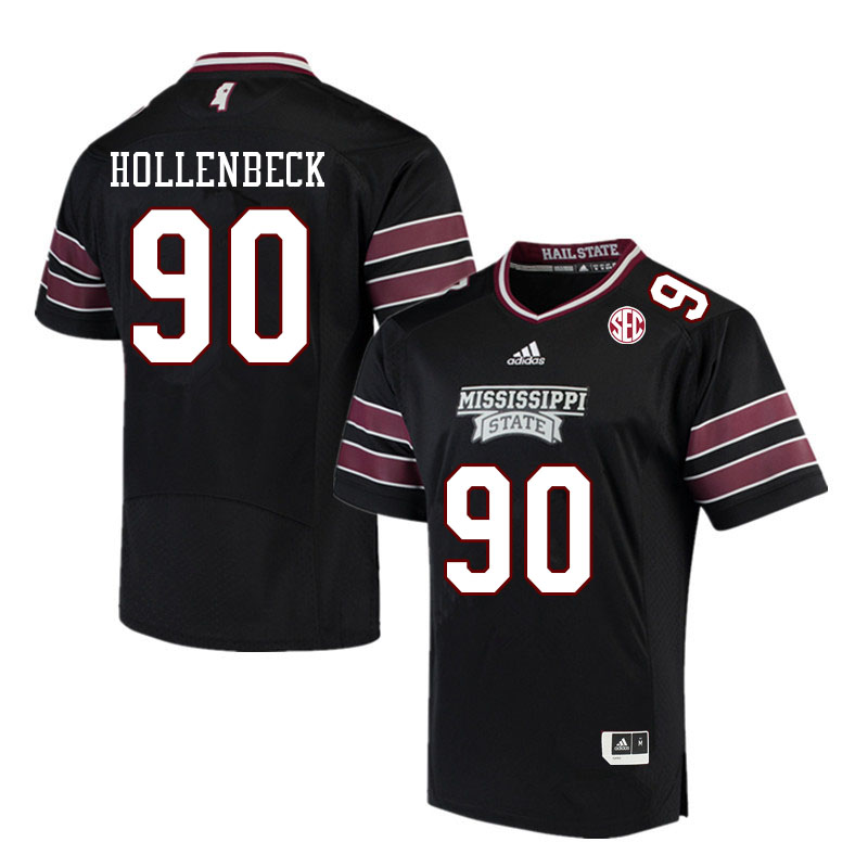 Men #90 Hudson Hollenbeck Mississippi State Bulldogs College Football Jerseys Sale-Black